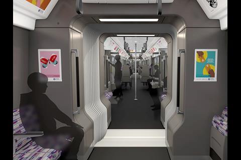 Interior of Bombardier Class 345 Aventra electric multiple-unit for Crossrail.